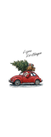 INSTEEKKAART - Kerst auto's rood