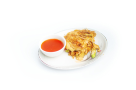 Vegetarische Foe Yong Hai (omelet) in tomaten saus