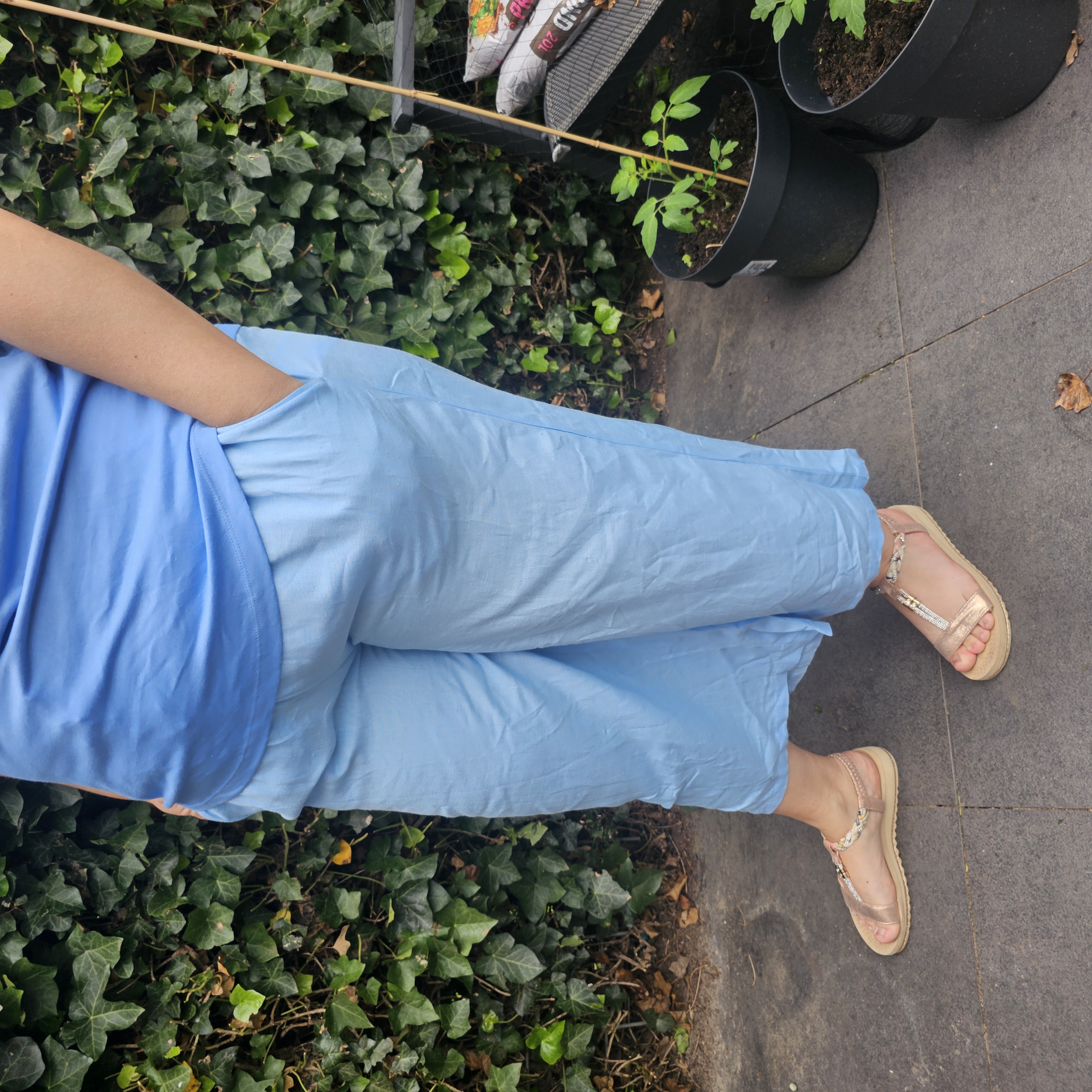 Zhenzi capri pantalon lichtblauw