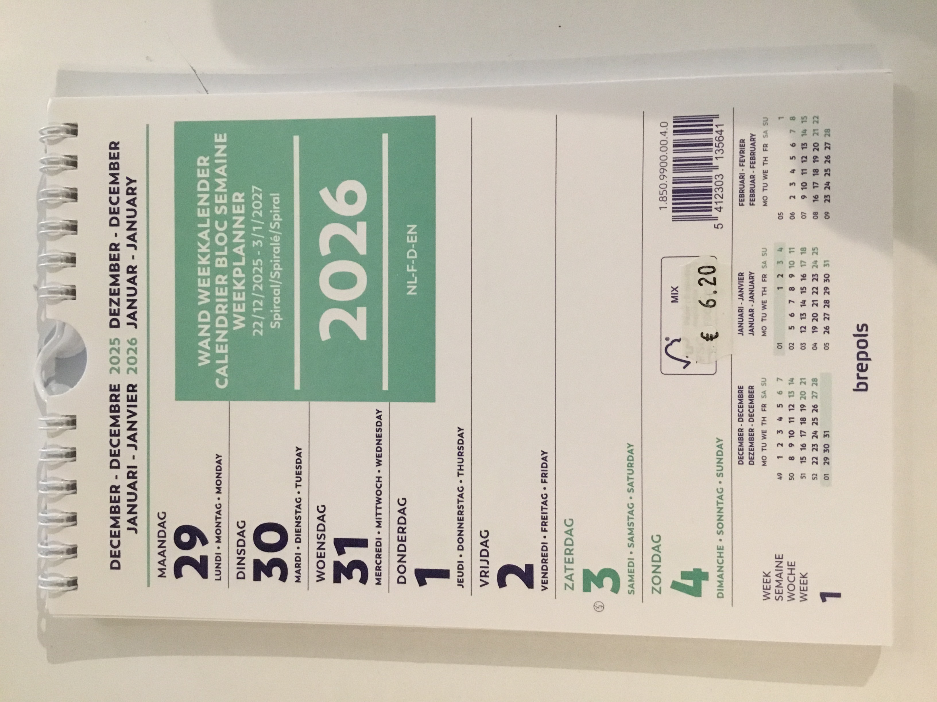 WAND-WEEK KALENDER 2026