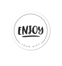 Sluitstickers Zwart Wit Rond // Enjoy Your Gift 10 Stuks