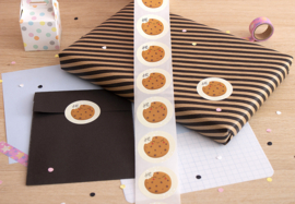 Sluitstickers Kawaii Cookie Rond // Hallo 10 Stuks