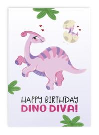 Wenskaarten Dinosaurus Felicitatie Dino Meiden // Set 3 Stuks