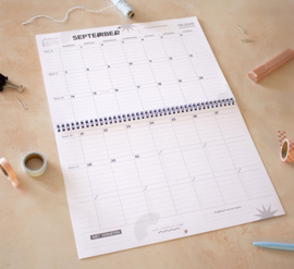 Droom, Plan & Doe // LUNA Familieplanner 2026 // XL Maandkalender Gezinsplanner Zes Personen // Zwart Wit