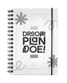 Droom, Plan & Doe // Jaaragenda 2026 A5 Zwart Wit // Doelen agenda met ringband