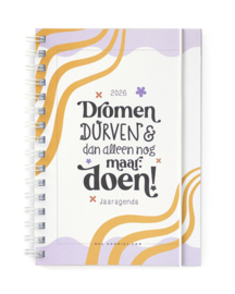 Droom, Plan & Doe // Jaaragenda 2026 A5 Paars Oranje // Doelen agenda met ringband