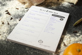 Maaltijdplanner Papier A5 Zwart Wit // Notitieblok Menuplanner