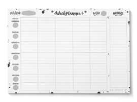 Weekplanner Papier A4 Zwart Wit // Familieplanner Gezinsplanner