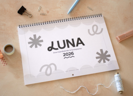Droom, Plan & Doe // LUNA Familieplanner 2026 // XL Maandkalender Gezinsplanner Zes Personen // Zwart Wit