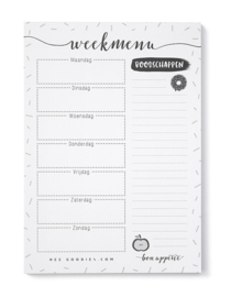 Maaltijdplanner Papier A5 Zwart Wit // Notitieblok Menuplanner