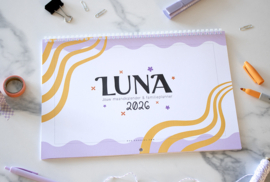 Droom, Plan & Doe // LUNA Familieplanner 2026 // XL Maandkalender Gezinsplanner Zes Personen // Paars Oranje