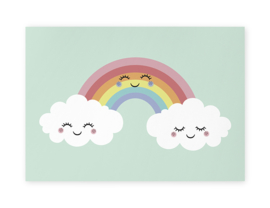 Poster Babykamer A4 // Wolkjes Wit Regenboog