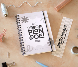 Droom, Plan & Doe // Jaaragenda 2026 A5 Zwart Wit // Doelen agenda met ringband