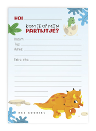 Uitnodigingen Kinderfeestje Dinosaurus // Set 6 Stuks Dino Partijtje