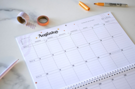 Droom, Plan & Doe // LUNA Familieplanner 2026 // XL Maandkalender Gezinsplanner Zes Personen // Paars Oranje
