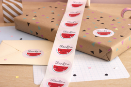 Sluitstickers Kawaii Meloen Rond // Bedankt 10 Stuks