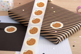 Sluitstickers Kawaii Cookie Rond // Hallo 10 Stuks