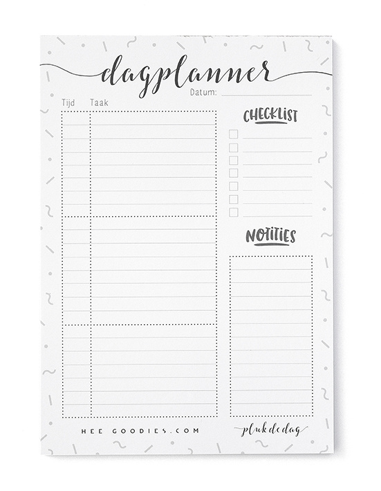 Dagplanner Papier A5 Zwart Wit // Notitieblok To Do Planner
