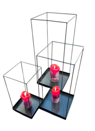 Windlicht set 3 stuks mat zwart Hoog 71-55-41cm