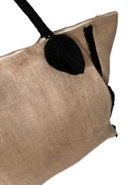 Tas met veer/bies zwart ca. 30x50cm