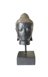 Buddha goud/zwart op stand 6x6x16cm