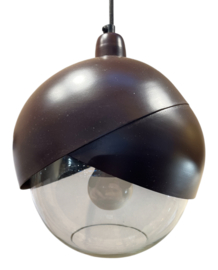 Hanglamp metaal/glas bruin  22x25cm (incl. electra)