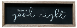 Tekstbord zwart "Good Night" ca. 23x63cm