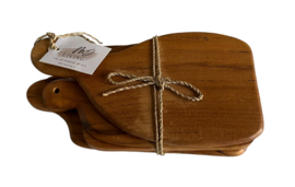 Teak serveerplank/onderzetter set 4 ca. 10x20cm