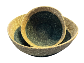 Gras schalen set 2 stuks! naturel/groen 28x15cm VE2