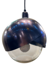 Hanglamp metaal/glas black/nickel  22x25cm (incl. electra)