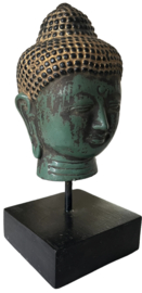 Buddha jade/goud op stand 8x8x19cm