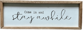 Tekstbord wit "Stay Awhile" 23x63cm