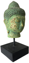 Buddha koper/oxi op stand 8x8x19cm