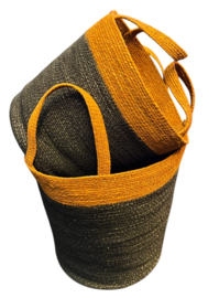 Gras manden set 2 stuks! zwart/oranje 30x40 & 25x35cm
