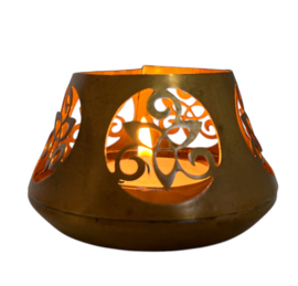 T-light houder set van 4! blue gold 8x5cm VE3 (prijs is voor de set)