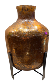 Vaas glas koper finish met stand 21x33cm