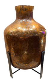 Vaas glas koper finish met stand 18x26cm