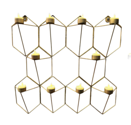 T-licht houder 10 waxine blue gold 56x60cm VE4