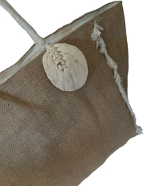 Tas met veer/bies creme ca. 30x50cm
