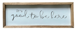 Tekstbord wit "Good to be here" 23x63cm