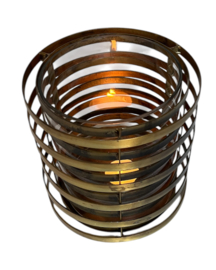 Windlicht kaarshouder met glas blue gold 16x16cm VE4