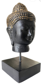 Buddha goud/zwart op stand 8x8x19cm