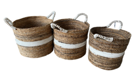 Set van 3 naturel/wit manden!