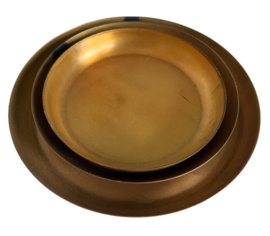 Kaars tray set van 3! blue gold 18-15-13cm VE4