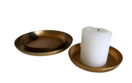 Kaars tray set van 3! blue gold 18-15-13cm VE4