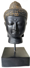 Buddha goud/zwart op stand 8x8x19cm