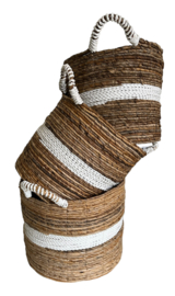 Set van 3 naturel/wit manden!