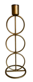 Kandelaar 3 Rings blue gold 8x23cm VE4