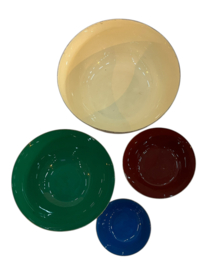 Schalen set 4 stuks! 12,5x5cm metaal met gekleurde finish binnen in. VE4