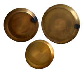 Kaars tray set van 3! blue gold 18-15-13cm VE4